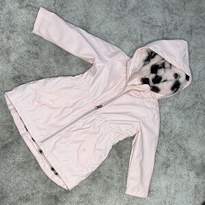 C&C California Pale Pink Girls' Jacket with Spotted Faux Fur Lining